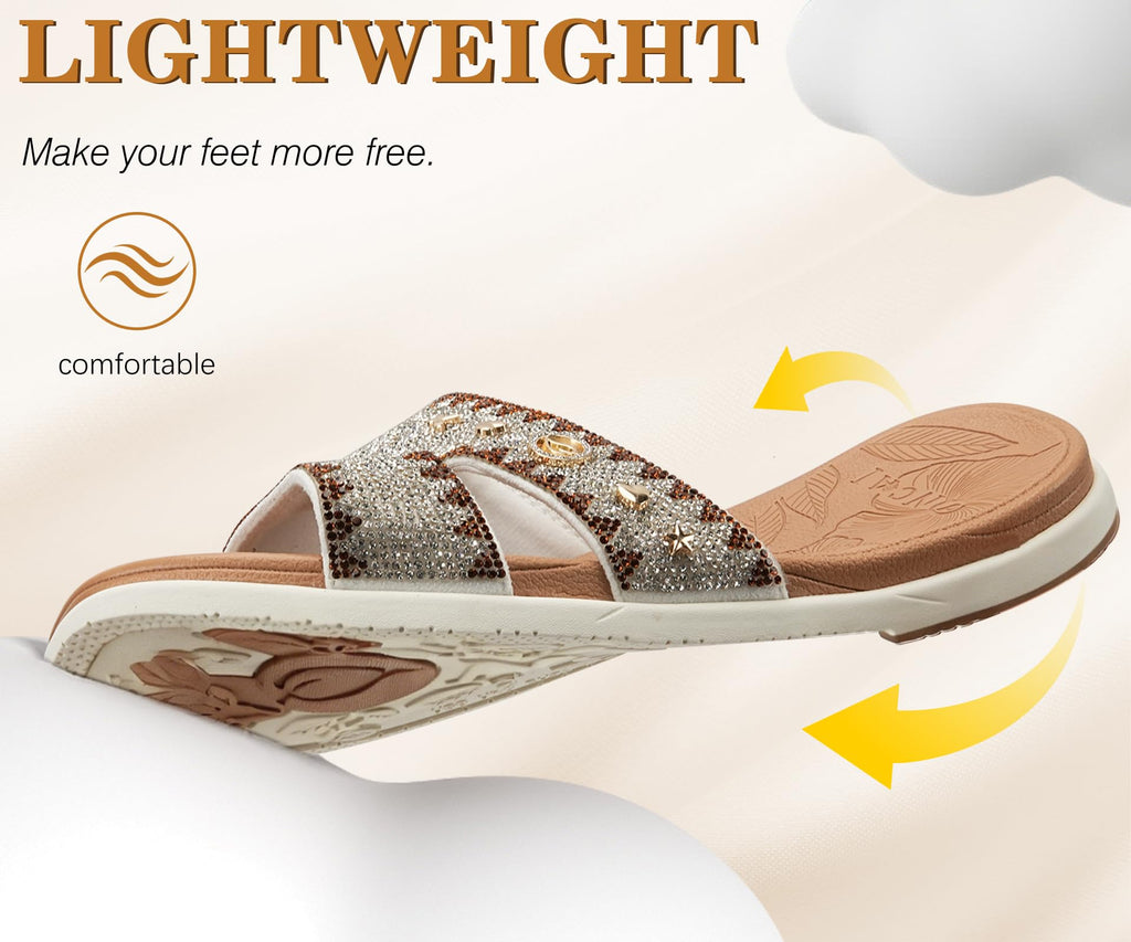 ONCAI Rhinestone Comfort Slides for Women