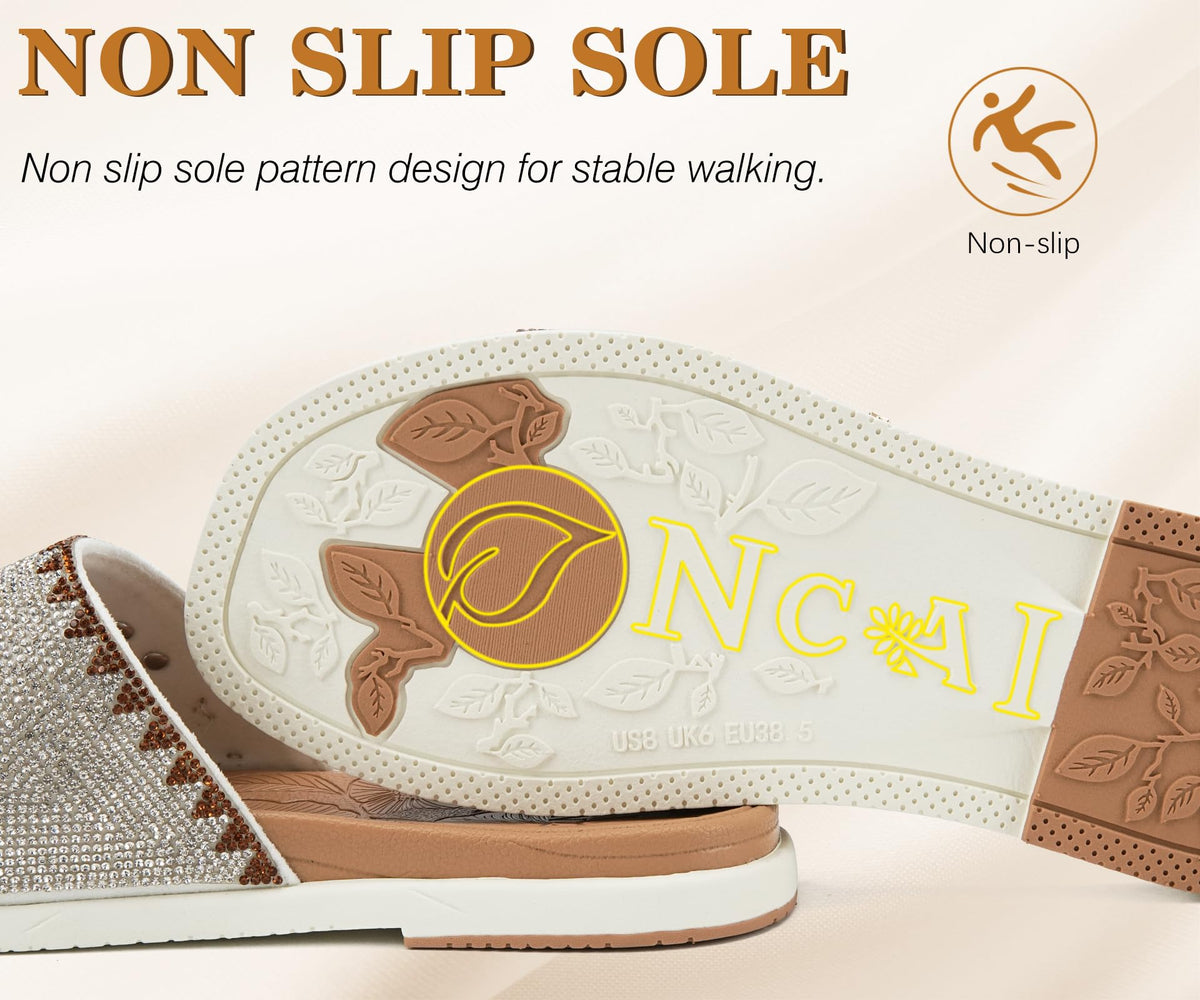 ONCAI Rhinestone Comfort Slides for Women