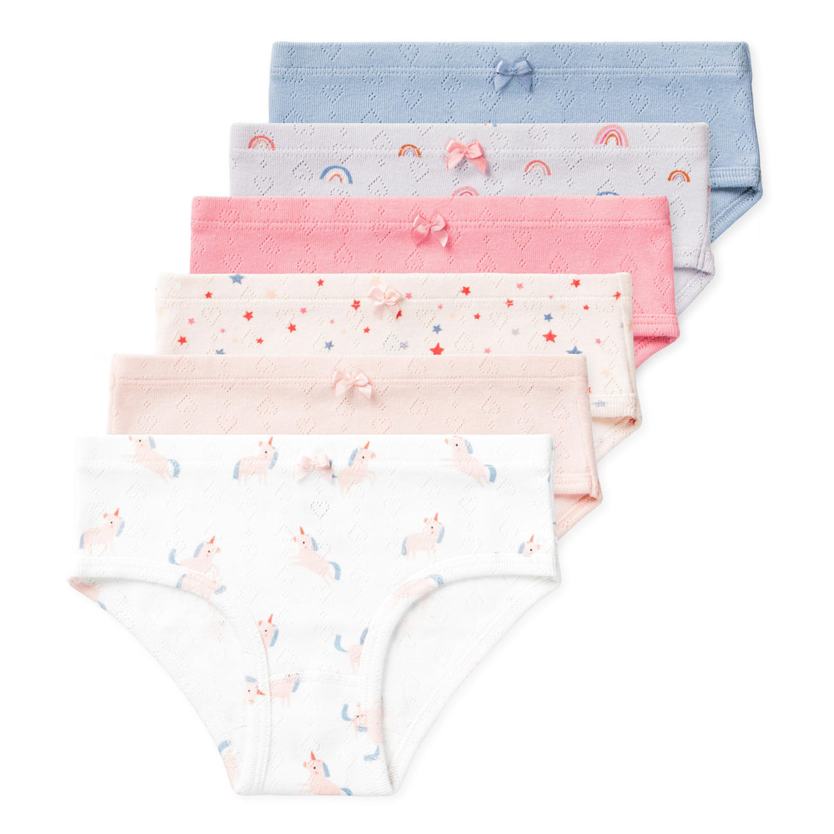 Lucky & Me Erica Girls GOTS, Organic Cotton Bikinis, 6 Pack (US, Age, 4 Years, 5 Years, Fairground Fun)