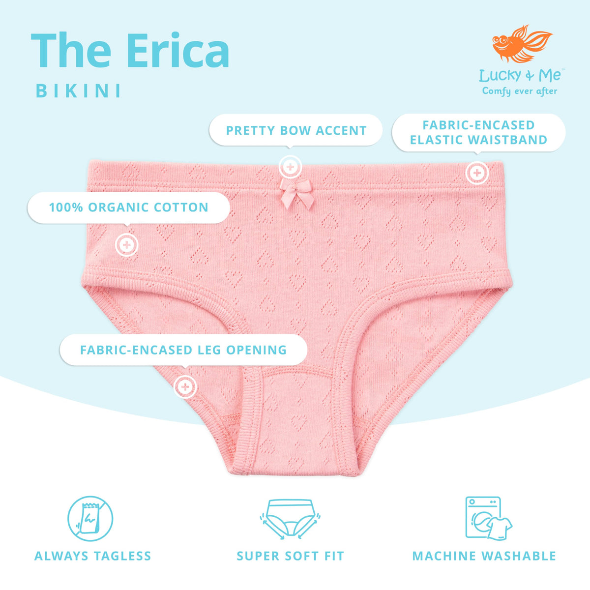 Lucky & Me Erica Girls GOTS, Organic Cotton Bikinis, 6 Pack (US, Age, 4 Years, 5 Years, Fairground Fun)