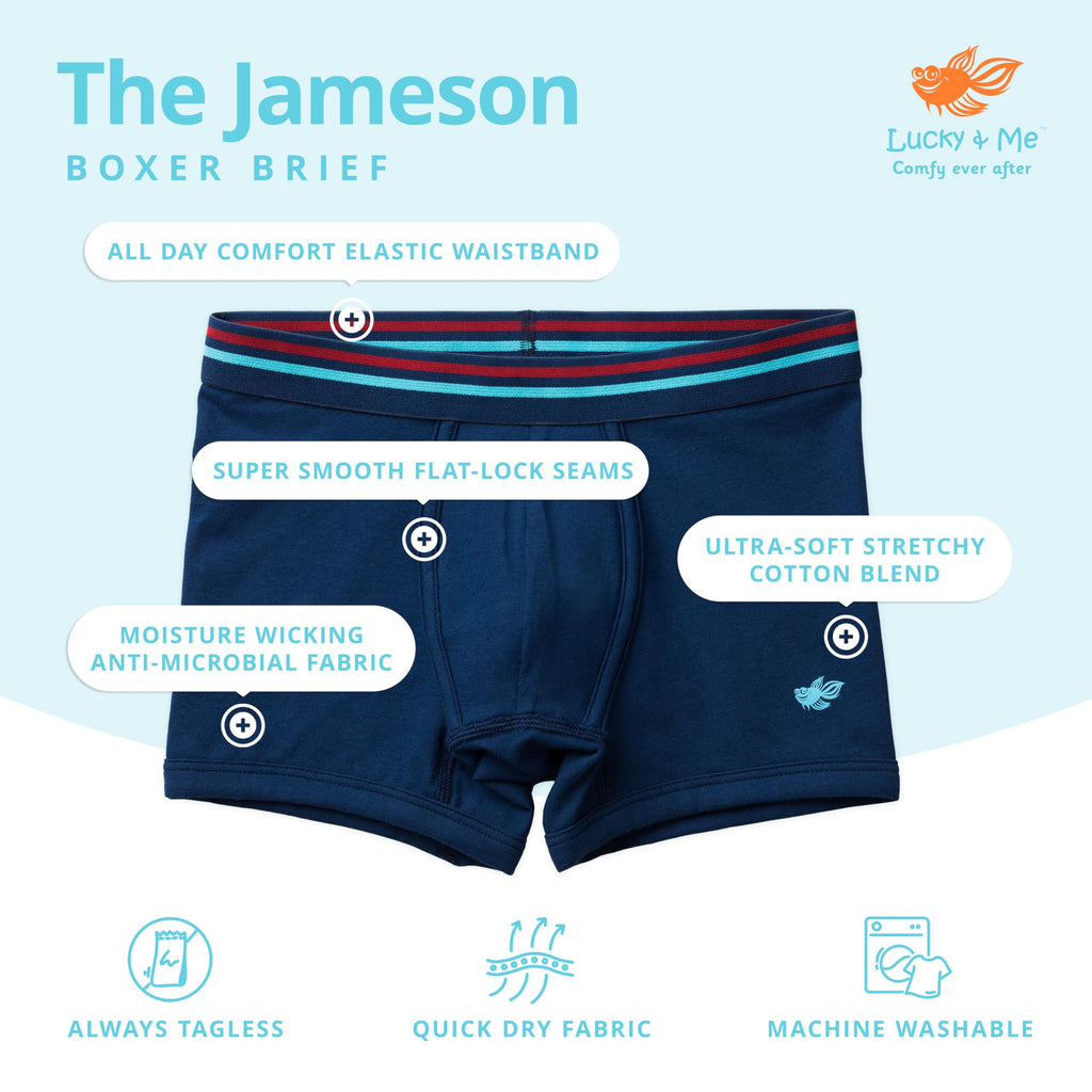 Lucky & Me | Jameson Performance Boy Boxer Briefs | Ultra Soft Cotton | 5 Pack (Voyager 5 Pack, Toddler 4/5)
