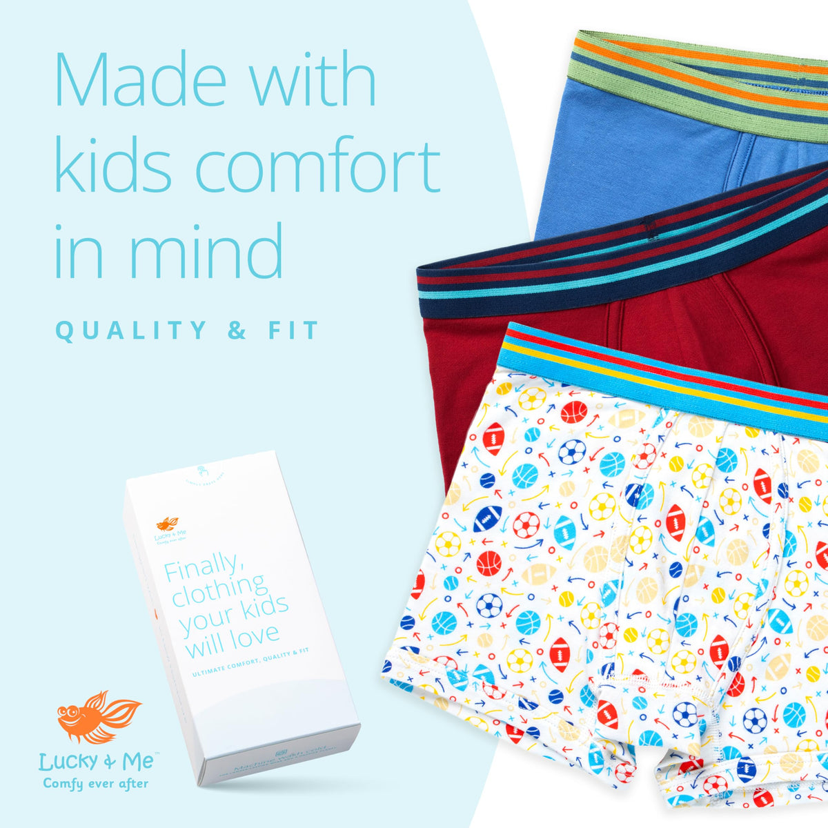 Lucky & Me | Jameson Performance Boy Boxer Briefs | Ultra Soft Cotton | 5 Pack (Voyager 5 Pack, Toddler 4/5)