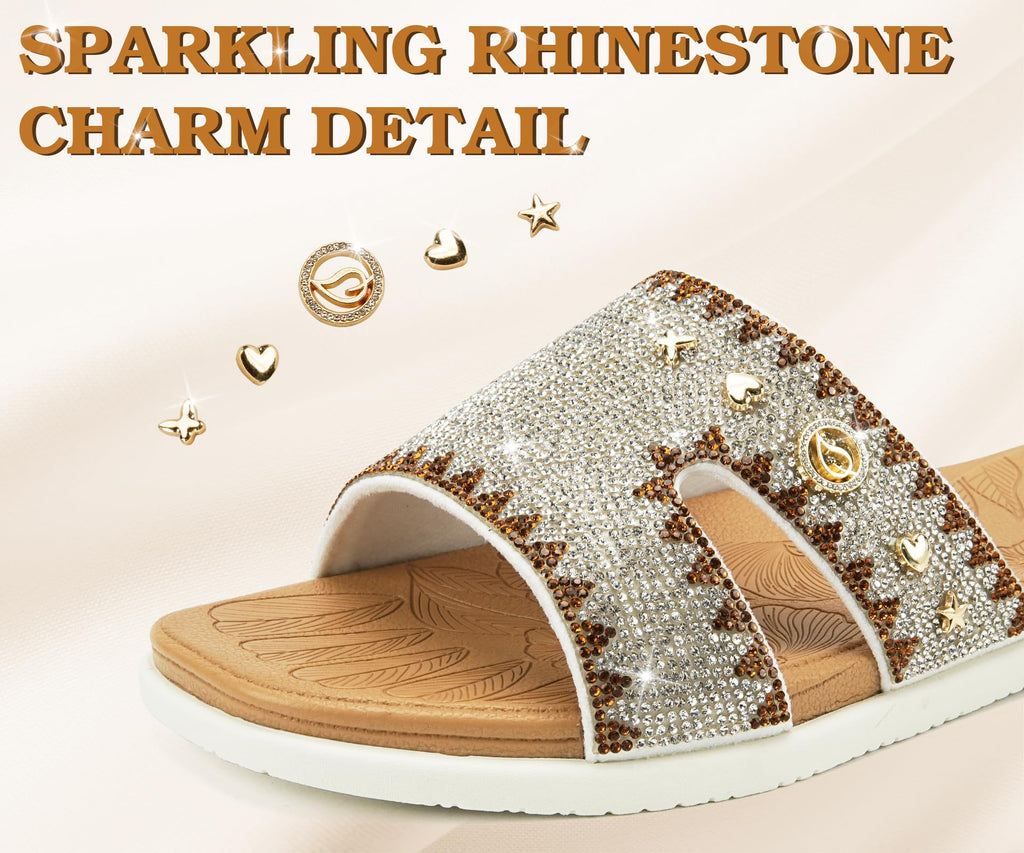 ONCAI Rhinestone Comfort Slides for Women