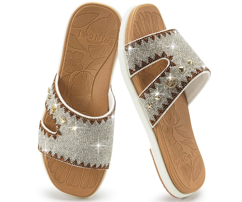 ONCAI Rhinestone Comfort Slides for Women